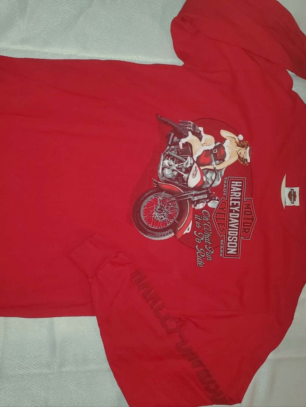 Vintage Christmas Harley-Davidson Red Kids Long Sleeve Motorcycle Graphic Tee